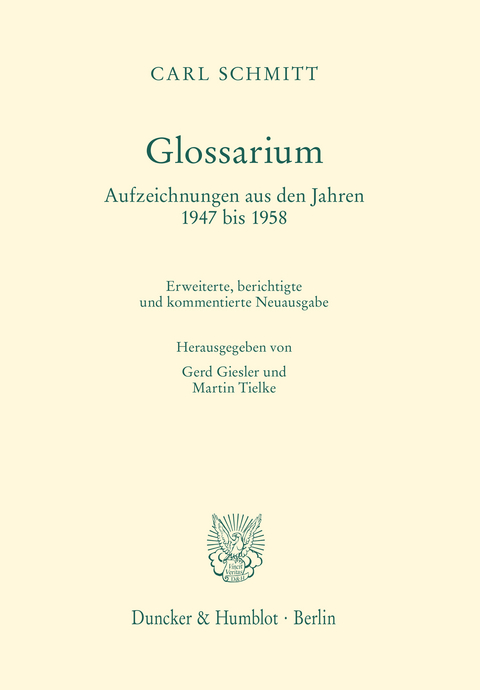 Glossarium. -  Carl Schmitt