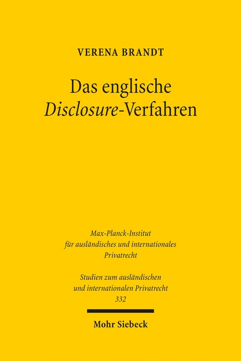 Das englische Disclosure-Verfahren -  Verena Brandt