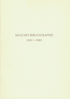 Mozart-Bibliographie / Mozart-Bibliographie - 