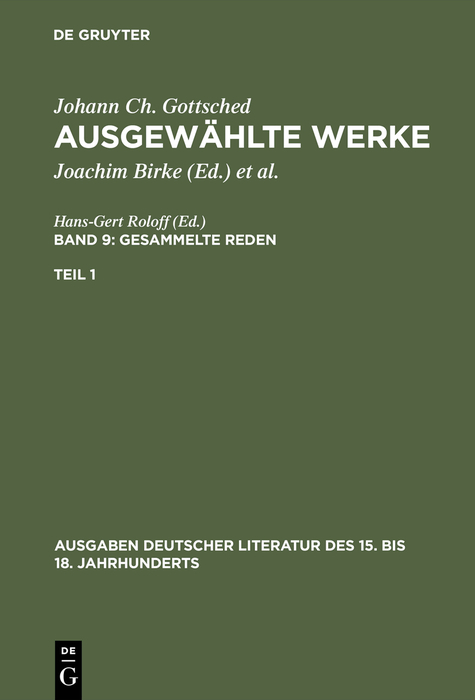 Gesammelte Reden. 1. Teil - Johann Christoph Gottsched