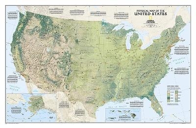 United States Physical, Tubed - National Geographic Maps