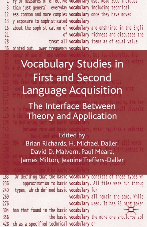 Vocabulary Studies in First and Second Language Acquisition - Brian Richards, David D. Malvern, Paul Meara, James Milton, Jeanine Treffers-Daller