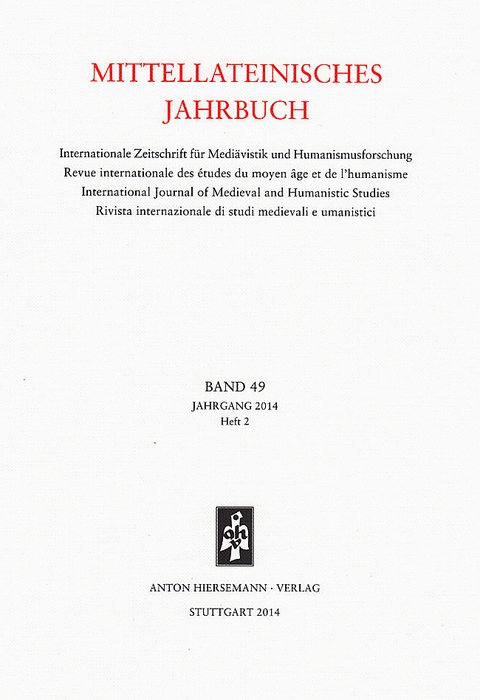 Mittellateinisches Jahrbuch. Internationale Zeitschrift für Mediävistik und Humanismusforschung