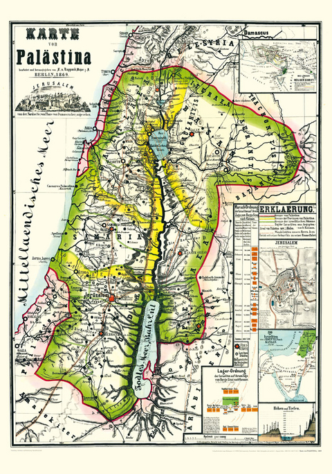 Historische Karte von PALÄSTINA 1869 (Plano) - 