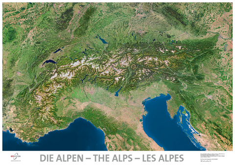 Satellitenbildkarte "Die Alpen"