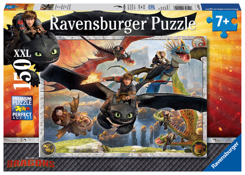 Ravensburger Kinderpuzzle - 10015 Drachenzähmen leicht gemacht - Dragons-Puzzle für Kinder ab 7 Jahren, mit 150 Teilen im XXL-Format