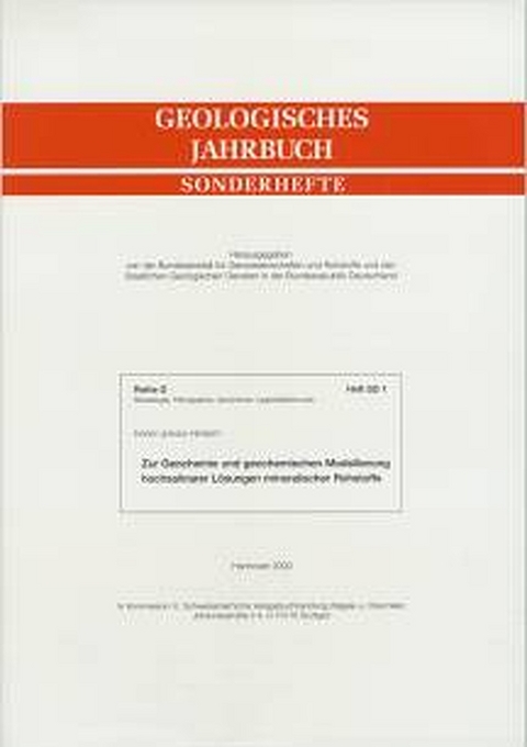 Zur Geochemie und geochemischen Modellierung hochsalinarer Lösungen mineralischer Rohstoffe - Horst J Herbert