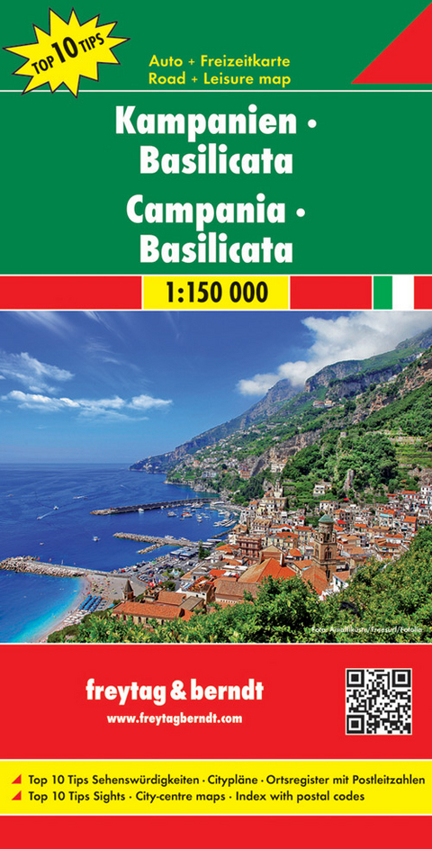 Kampanien - Basilicata, Autokarte 1:150.000, Top 10 Tips - 