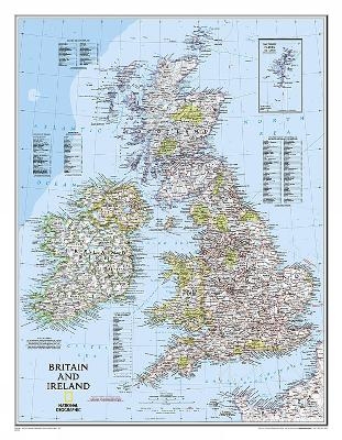 Britain And Ireland Laminated Flat Map - National Geographic Maps