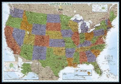 United States Decorator, Enlarged &, Laminated - National Geographic Maps