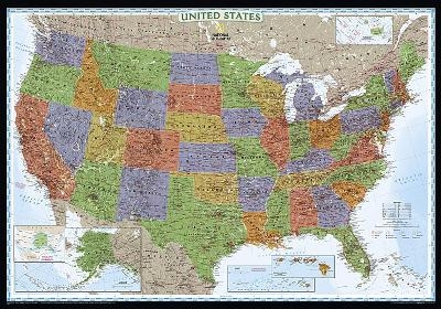 United States Decorator, Laminated - National Geographic Maps
