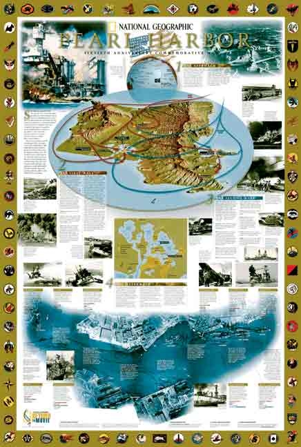 Pearl Harbour/Pacific Theatre Commemorative Wall Map -  National Geographic Society