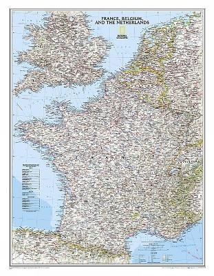 France, Belgium, And The Netherlands Classic, Laminated - National Geographic Maps