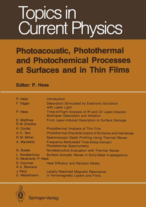 Photoacoustic, Photothermal and Photochemical Processes at Surfaces and in Thin Films - 