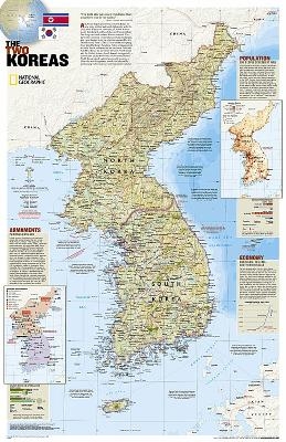 North Korea/south Korea, The Forgotten War, 2 Sided, Tubed - National Geographic Maps