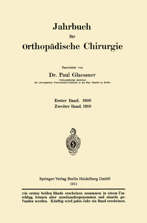Jahrbuch für orthopädische Chirurgie - Paul Glaessner