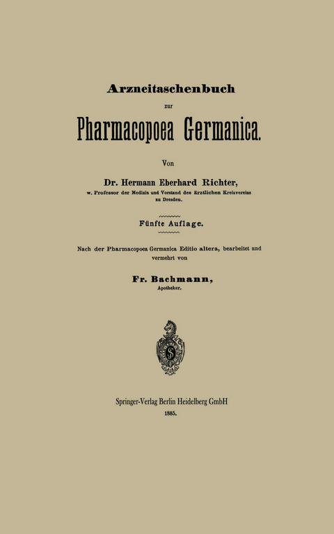Arzneitaschenbuch zur Pharmacopoea Germanica - Hermann Eberhard Richter, Fr Bachmann