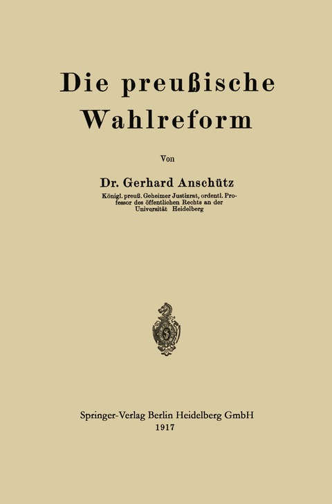 Die preußische Wahlreform - Gerhard Anschütz