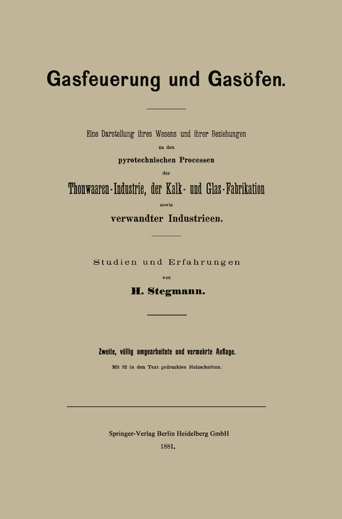 Gasfeuerung und Gasöfen - Heinrich Stegmann