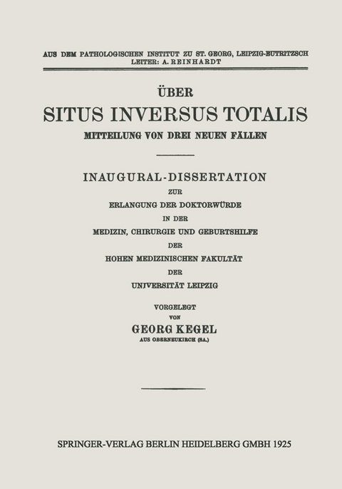 Über Situs Inversus Totalis - Georg Kegel