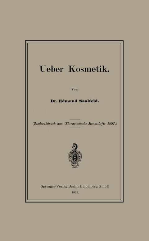 Ueber Kosmetik - Edmund Saalfeld