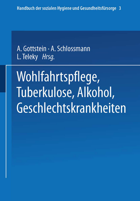 Wohlfahrtspflege Tuberkulose · Alkohol Geschlechtskrankheiten - Ernst Gerhard Dresel, Adolf Gottstein, Arthur Schloßmann, Ludwig Teleky