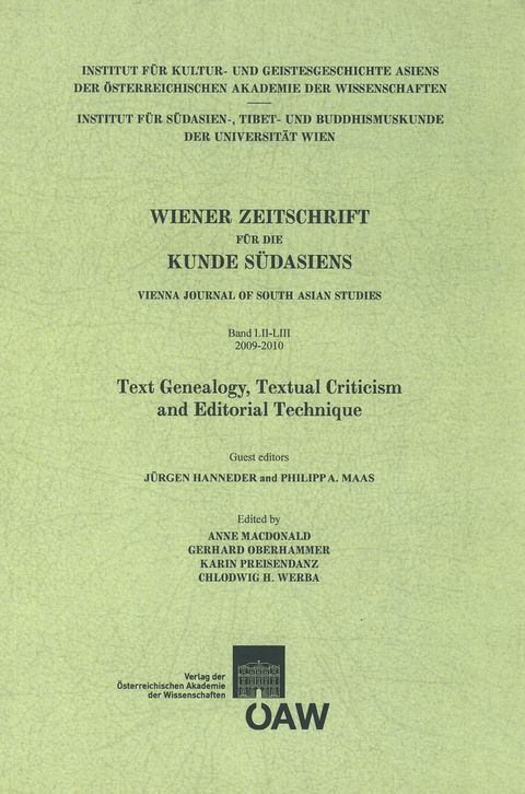 Wiener Zeitschrift für die Kunde Südasiens, Band 52—53 (2009—2010) — Vienna Journal of South Asian Studies, Vol. 52—53 (2009—2010) - 