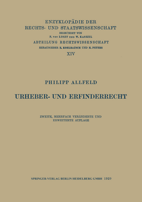 Urheber- und Erfinderrecht - Philipp Allfeld