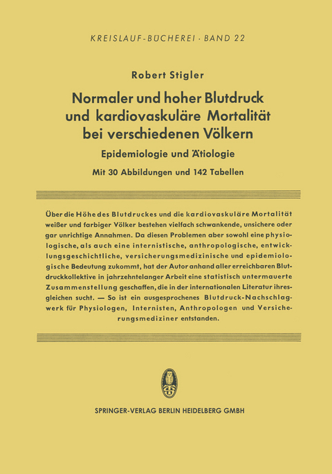 Normaler und hoher Blutdruck und kardiovaskuläre Mortalität bei verschiedenen Völkern - Robert Stigler