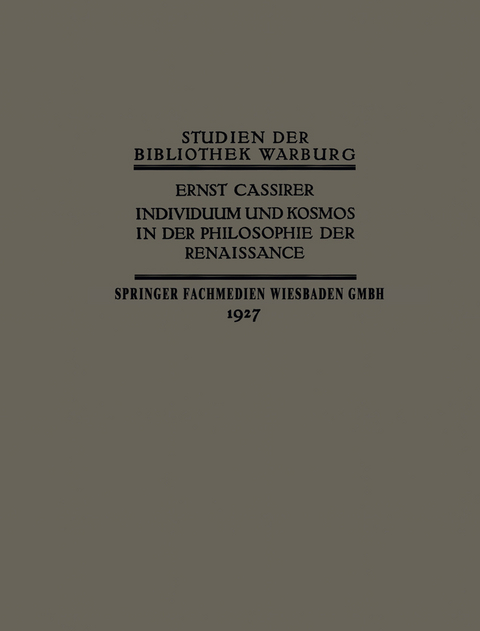 Individuum und Kosmos in der Philosophie der Renaissance - Ernst Cassirer