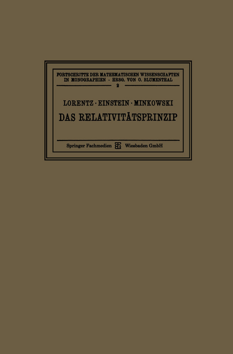 Das Relativitätsprinzip - Hendrik Antoon Lorentz, Albert Einstein, Hermann Minkowski