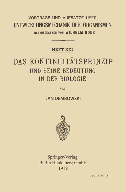 Das Kontinuitätsprinzip und seine Bedeutung in der Biologie - Jan Dembowski