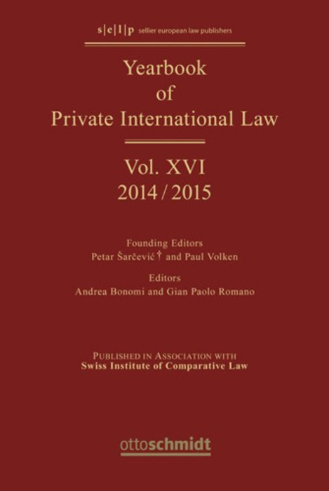 Yearbook of Private International Law Vol. XVI - 
