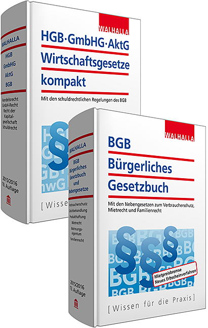 Kombi-Paket BGB Bürgerliches Recht + HGB, GmbHG, AktG, Wirtschaftsgesetze kompakt -  Walhalla Fachredaktion