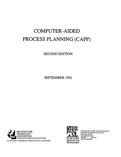 Computer Aided Process Planning (CAPP) -  Architecture Technology Architecture Technology Corpor