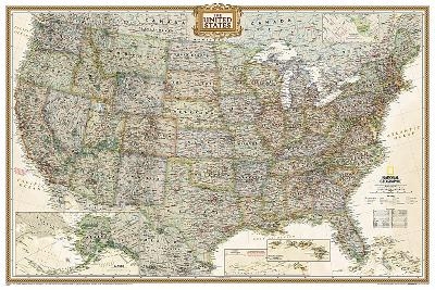 United States Executive, Poster Size Flat - National Geographic Maps