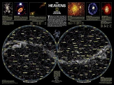 The Heavens, Tubed - National Geographic Maps