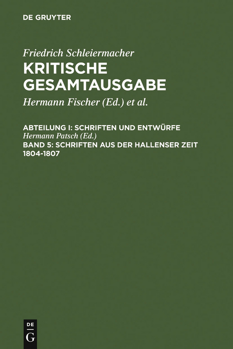 Schriften aus der Hallenser Zeit 1804-1807 - 