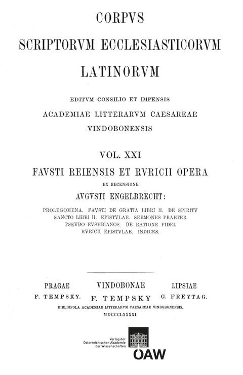 Fausti Reiensis praeter sermones Pseudo-Eusebianos opera accedunt Ruricii epistulae - 