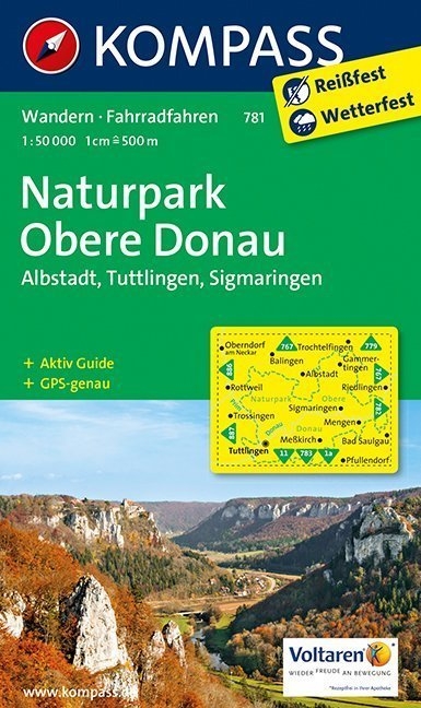 KOMPASS Wanderkarte Naturpark Obere Donau - Albstadt - Tuttlingen - Sigmaringen - 