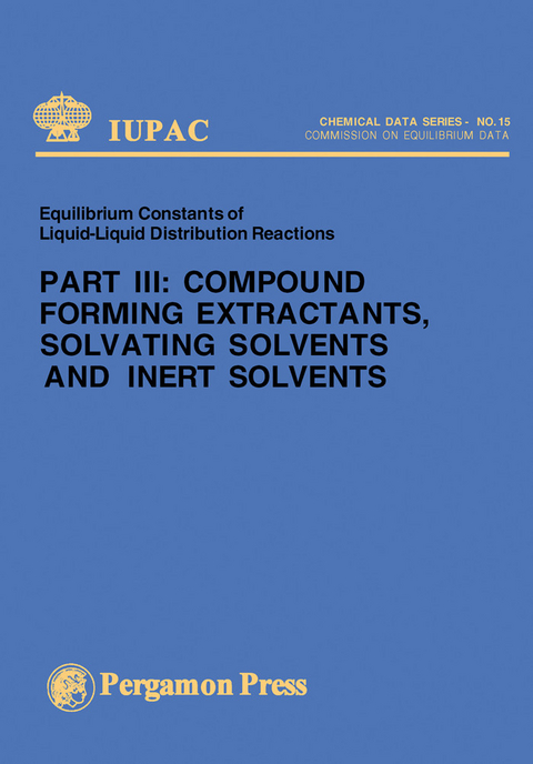 Compound Forming Extractants, Solvating Solvents and Inert Solvents -  A. S. Kertes,  Y. Marcus,  E. Yanir