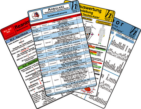 Ambulanz Karten-Set - EKG, Laborwerte, Notfallmedikamente, Reanimation - 
