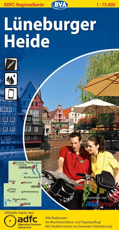 ADFC-Regionalkarte Lüneburger Heide mit Tagestouren-Vorschlägen, 1:75.000, reiß- und wetterfest, GPS-Tracks Download