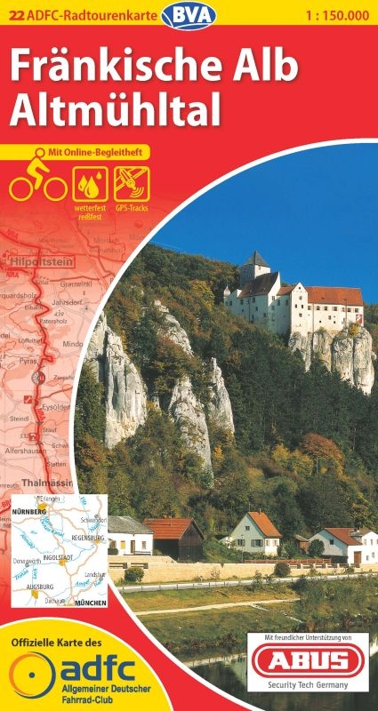 ADFC-Radtourenkarte 22 Fränkische Alb Altmühltal 1:150.000, reiß- und wetterfest, GPS-Tracks Download und Online-Begleitheft