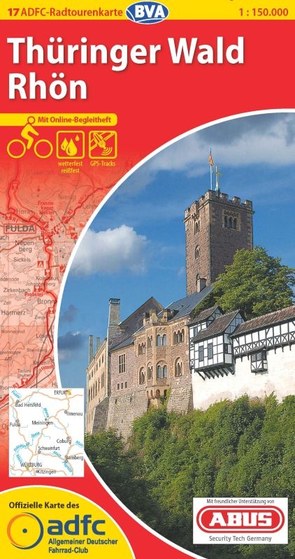 ADFC-Radtourenkarte 17 Thüringer Wald Rhön 1:150.000, reiß- und wetterfest, GPS-Tracks Download und Online-Begleitheft
