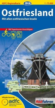 ADFC-Regionalkarte Ostfriesland mit Tagestouren-Vorschlägen, 1:75.000, reiß- und wetterfest, GPS-Tracks Download