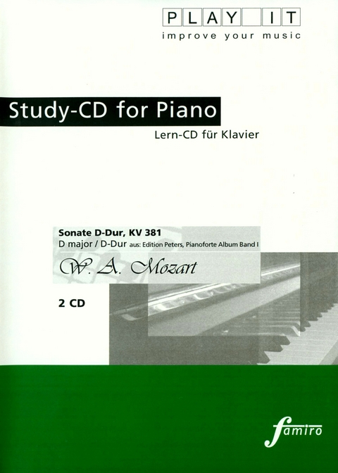 Study-CD for Piano - Sonate D-Dur, DV 381 D major / D-Dur, 2 Audio-CDs - Wolfgang Amadeus Mozart