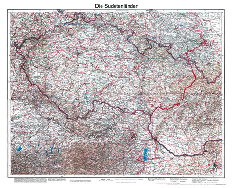 Historische Karte: Die Sudetenländer, 1938 (Plano)