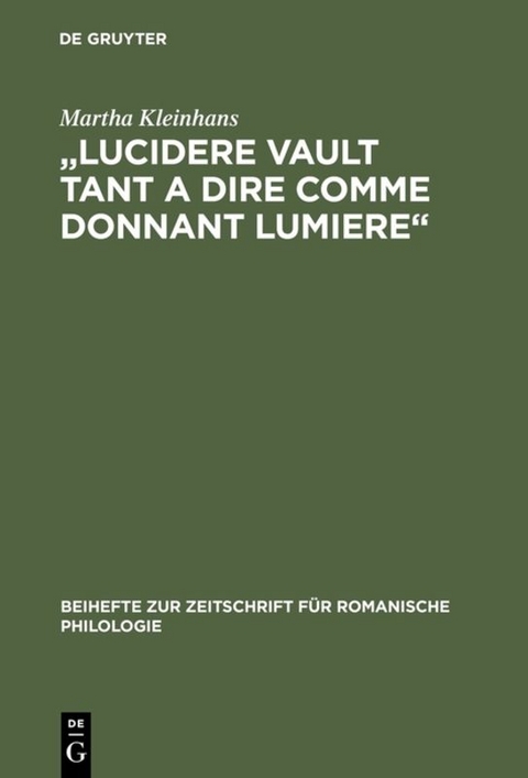 "Lucidere vault tant a dire comme donnant lumiere" - Martha Kleinhans