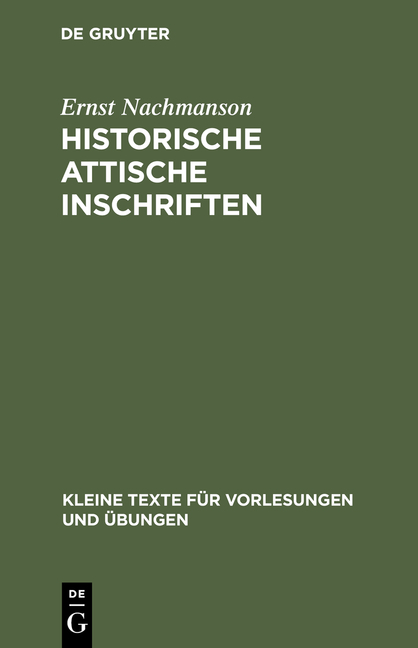 Historische attische Inschriften - Ernst Nachmanson